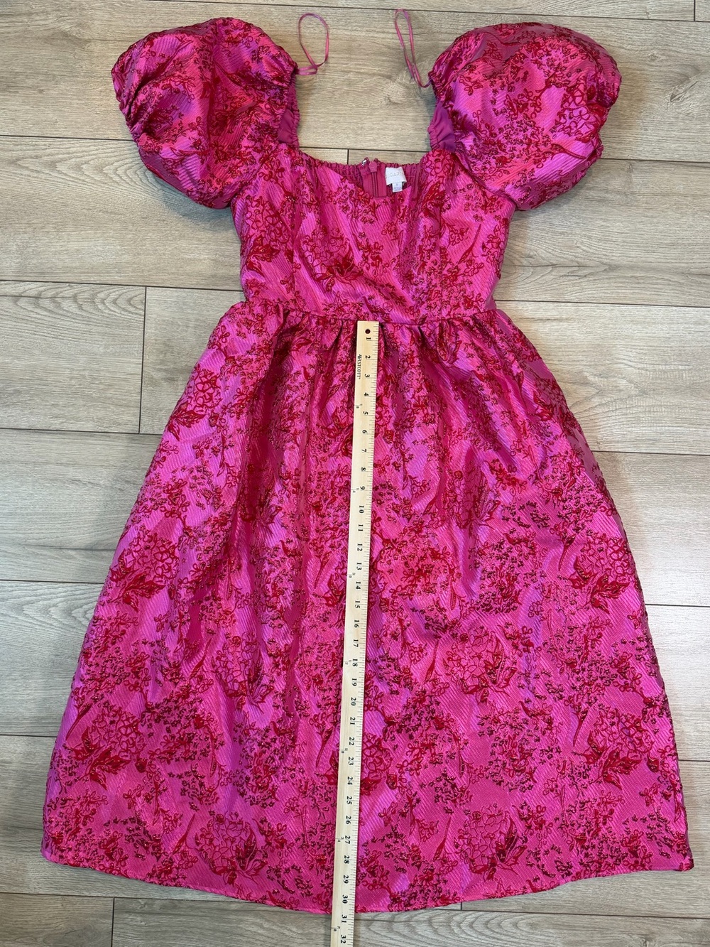 Sugarlips Danica Jacquard Alessi Puff Sleeve Midi Dress - Picture 7 of 7